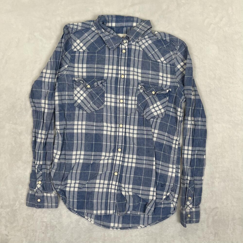 American Eagle Outfitters Shirt Womens Small Plaid Western Boyfriend Flannel